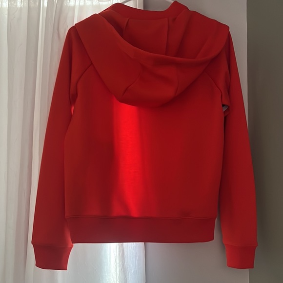 Nike Women’s Cropped Warmup/Track Jacket- Deep Orange White/black/yellow stripe - Picture 3 of 9